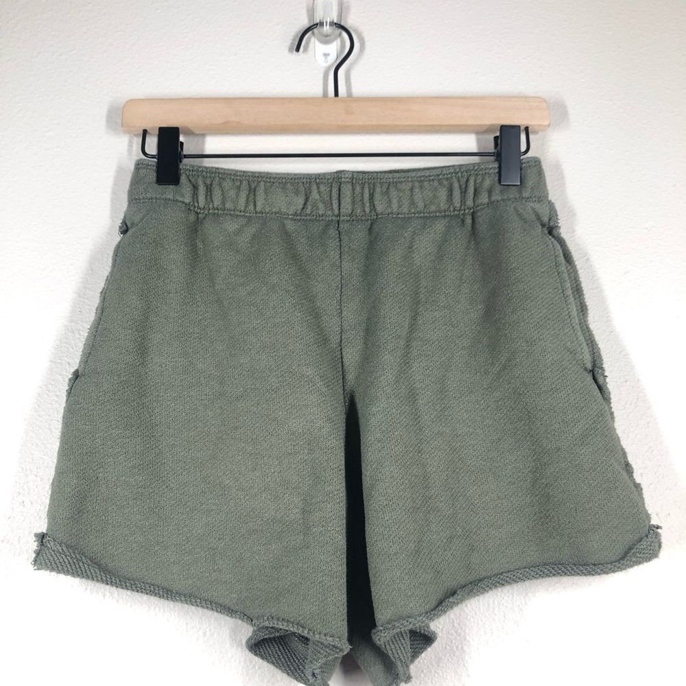 Aerie Pull On Army Green Shorts Raw Hems High Rise Size XS